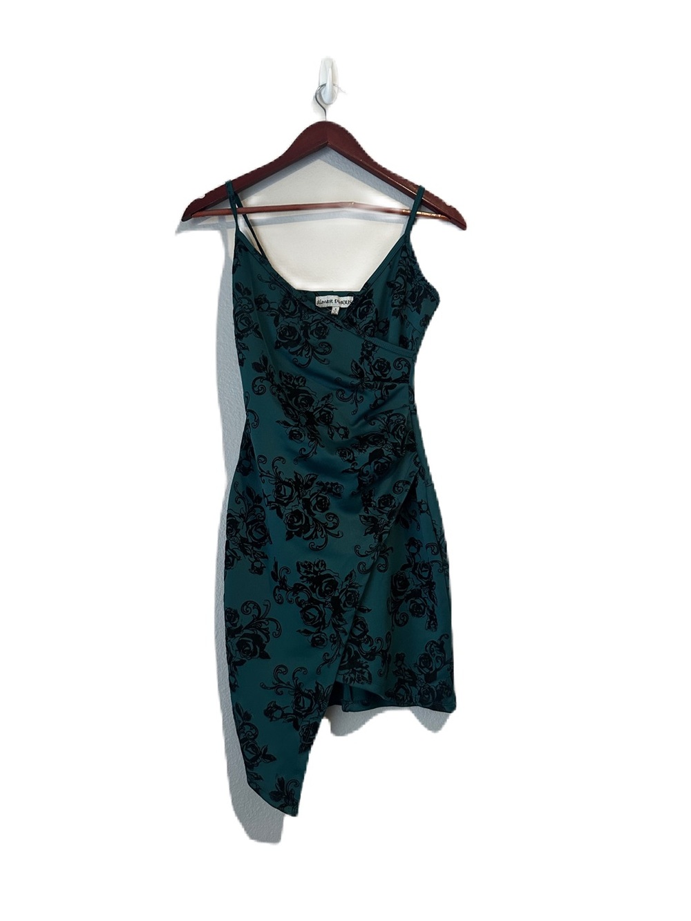 Teal Green Blue Black Velvet Asymmetrical Dress